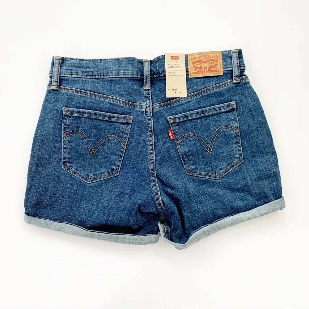 Levi’s Distressed Mid Length Denim Jean Short 27 NWT - Picture 4 of 9